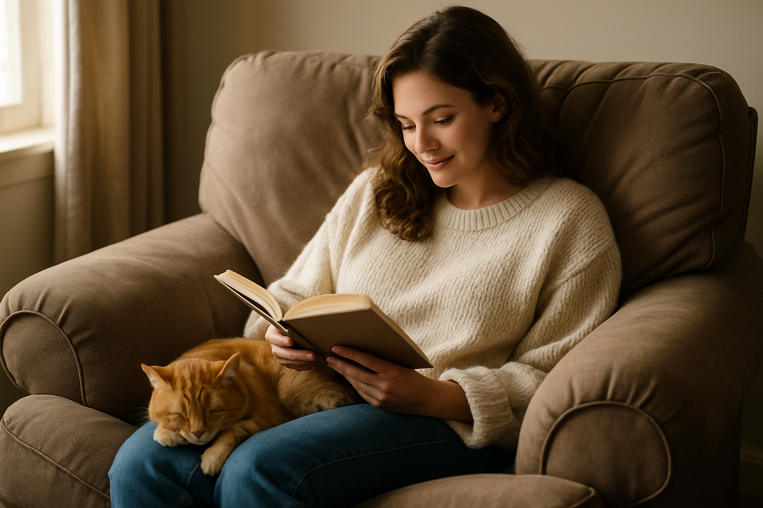 Person reading peacefully in a cozy chair by a window, representing the value of comfort zones
