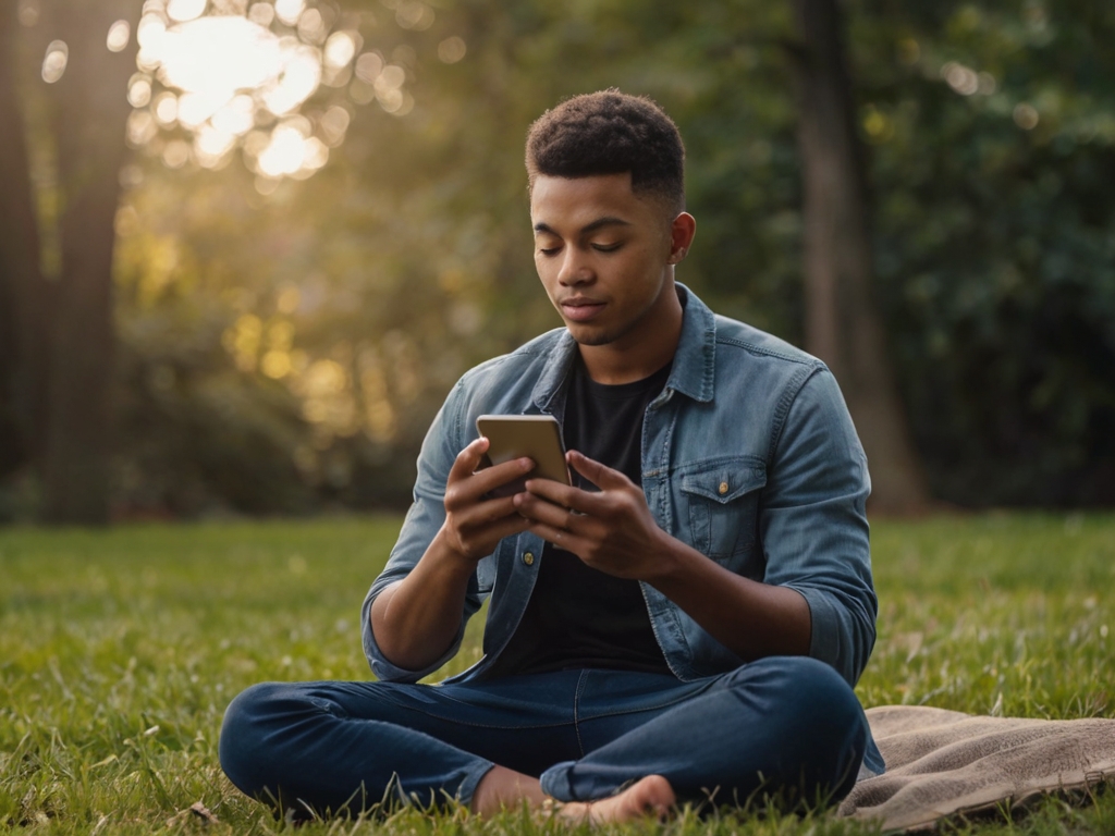 Person speaking into phone recording their own meditation, creating personal guidance